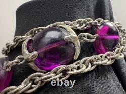 HTF VTG Crown Trifari Phillippe Waterfall Companion Purple Opera Necklace