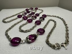 HTF VTG Crown Trifari Phillippe Waterfall Companion Purple Opera Necklace