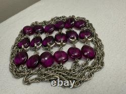 HTF VTG Crown Trifari Phillippe Waterfall Companion Purple Opera Necklace