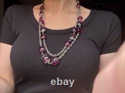HTF VTG Crown Trifari Phillippe Waterfall Companion Purple Opera Necklace