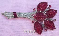 Huge Rare Invisible Set Ruby Waffle Stone RS Brooch Alfred Philippe Trifari KTF