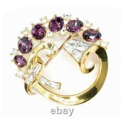 Important Alfred Philippe Crown Trifari Brooch and Earrings Set Purple Amethyst