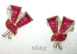 Important Alfred Philippe Signed Crown Trifari Invisibly Set Earrings Rare-minty