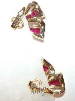 Important Alfred Philippe Signed Crown Trifari Invisibly Set Earrings Rare-minty