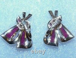 Important Alfred Philippe Signed Crown Trifari Invisibly Set Earrings Rare-minty