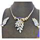 Important Alfred Philippe Trifari Earring Necklace Set Silver Tone Light Blue