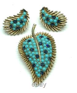 Important Crown Trifari Alfred Philippe Mogul Paisley Brooch & Earrings Set