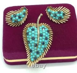 Important Crown Trifari Alfred Philippe Mogul Paisley Brooch & Earrings Set