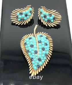 Important Crown Trifari Alfred Philippe Mogul Paisley Brooch & Earrings Set