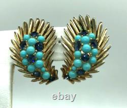 Important Crown Trifari Alfred Philippe Mogul Paisley Brooch & Earrings Set