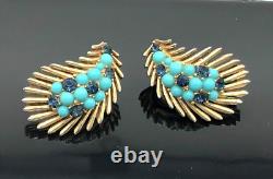 Important Crown Trifari Alfred Philippe Mogul Paisley Brooch & Earrings Set