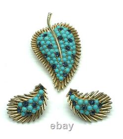 Important Crown Trifari Alfred Philippe Mogul Paisley Brooch & Earrings Set