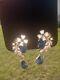 Important Crown Trifari Alfred Philippe Rhinestone Earrings large Blue Gem OMG