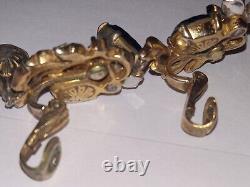 Important Crown Trifari Alfred Philippe Rhinestone Earrings large Blue Gem OMG