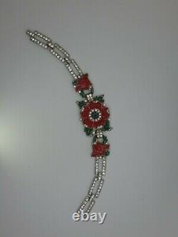 Important Trifari Alfred Philippe 1940 Enamel Flower Pave Bracelet