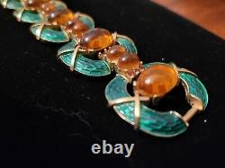 Important Trifari Alfred Philippe Green Enamel & Topaz L'Orient Bracelet Rare