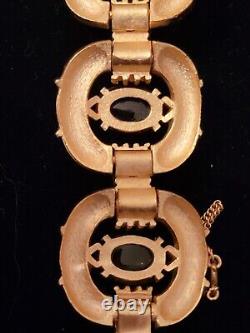 Important Trifari Alfred Philippe Green Enamel & Topaz L'Orient Bracelet Rare