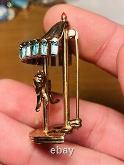 JOHN CAIANIELLO STERLING 40's RHINESTONE HORSE CAROUSEL FIGURAL BROOCH TRIFARI