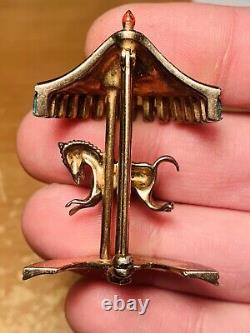 JOHN CAIANIELLO STERLING 40's RHINESTONE HORSE CAROUSEL FIGURAL BROOCH TRIFARI