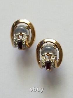Jewels by Trifari TRIFARI Alfred Philippe Claire De Lune Moonstone Earrings HTF