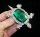 KTF TRIFARI'Alfred Philippe' 1930's Large Deco Emerald and Pavé Turtle Pin