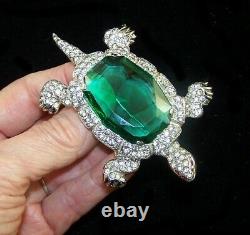 KTF TRIFARI'Alfred Philippe' 1930's Large Deco Emerald and Pavé Turtle Pin