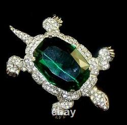 KTF TRIFARI'Alfred Philippe' 1930's Large Deco Emerald and Pavé Turtle Pin