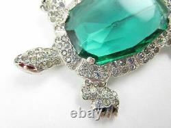 KTF TRIFARI'Alfred Philippe' 1930's Large Deco Emerald and Pavé Turtle Pin