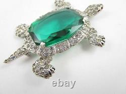 KTF TRIFARI'Alfred Philippe' 1930's Large Deco Emerald and Pavé Turtle Pin