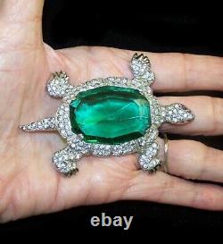 KTF TRIFARI'Alfred Philippe' 1930's Large Deco Emerald and Pavé Turtle Pin