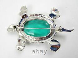 KTF TRIFARI'Alfred Philippe' 1930's Large Deco Emerald and Pavé Turtle Pin