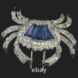 KTF TRIFARI'Alfred Philippe' Pave Enamel and Sapphire Baguettes Crab Clip/Pin