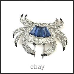 KTF TRIFARI'Alfred Philippe' Pave Enamel and Sapphire Baguettes Crab Clip/Pin