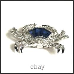 KTF TRIFARI'Alfred Philippe' Pave Enamel and Sapphire Baguettes Crab Clip/Pin