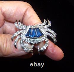 KTF TRIFARI'Alfred Philippe' Pave Enamel and Sapphire Baguettes Crab Clip/Pin