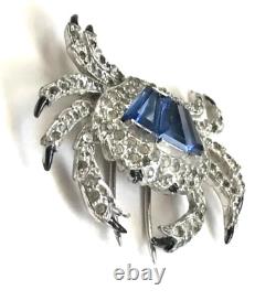 KTF TRIFARI'Alfred Philippe' Pave Enamel and Sapphire Baguettes Crab Clip/Pin