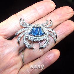 KTF TRIFARI'Alfred Philippe' Pave Enamel and Sapphire Baguettes Crab Clip/Pin