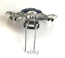 KTF TRIFARI'Alfred Philippe' Pave Enamel and Sapphire Baguettes Crab Clip/Pin