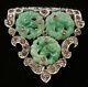 KTF Trifari Alfred Philippe 1930s Ming Series Pave RNSTN Carved Jade Dress Clip