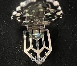 KTF Trifari Alfred Philippe 1930s Ming Series Pave RNSTN Carved Jade Dress Clip