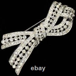 KTF Trifari'Alfred Philippe' Deco Pave Openwork Diamante Bow Pin