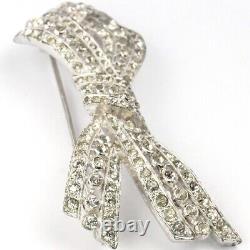 KTF Trifari'Alfred Philippe' Deco Pave Openwork Diamante Bow Pin