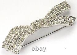 KTF Trifari'Alfred Philippe' Deco Pave Openwork Diamante Bow Pin