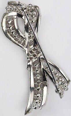 KTF Trifari'Alfred Philippe' Deco Pave Openwork Diamante Bow Pin