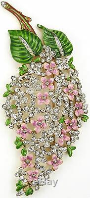 KTF Trifari'Alfred Philippe' Gold Pave and Enamel Giant Lilac Flower Pin