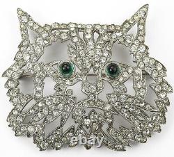 KTF Trifari'Alfred Philippe' Pave Openwork and Emerald Cabochon Eyes Cat