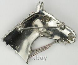 KTF Trifari'Alfred Philippe' Rhinestone and Enamel Horse Head Pin