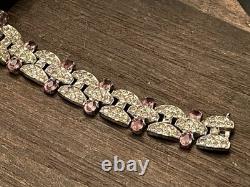 KTF Trifari Bracelet Clear Amethyst Rhinestone Art Deco Early Alfred Philippe