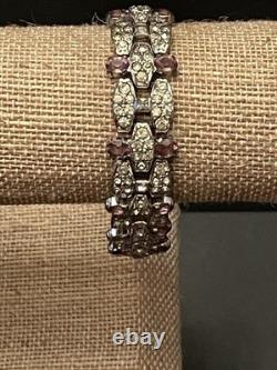 KTF Trifari Bracelet Clear Amethyst Rhinestone Art Deco Early Alfred Philippe