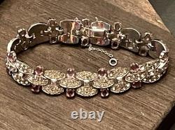 KTF Trifari Bracelet Clear Amethyst Rhinestone Art Deco Early Alfred Philippe
